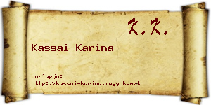 Kassai Karina névjegykártya